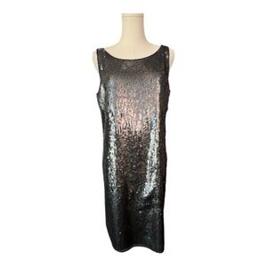 EUC Glint black & gray sequin sleeveless shift dress | size medium